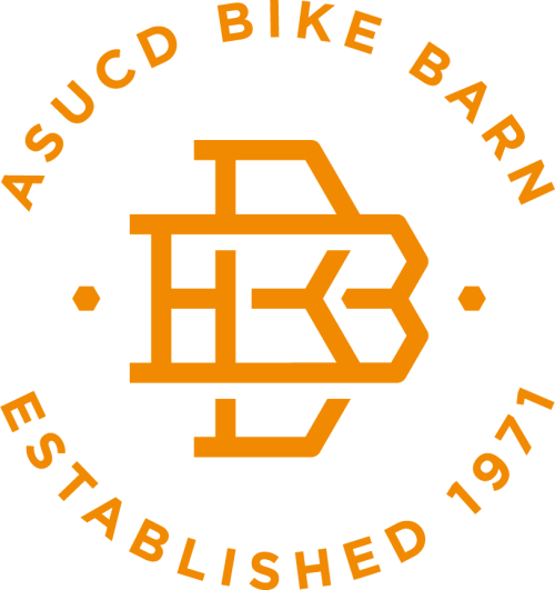 Orange text that reads "ASUCD Bike Barn, Established 1971" with their unit logo in the center.