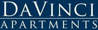 DaVinci Apartments in white text and blue background