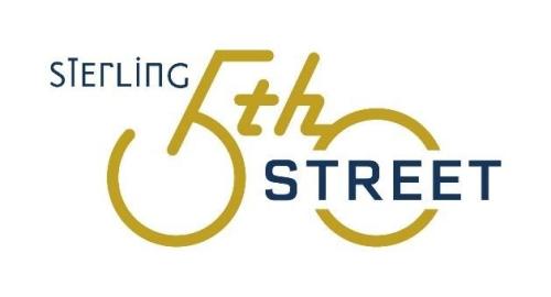 Sterling 5th street logo, with blue and yellow text